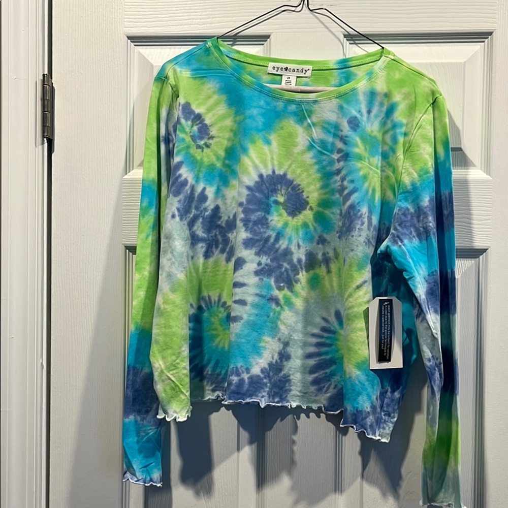 Eye Candy Green and Blue Relaxed Crop. Size‎ 2X